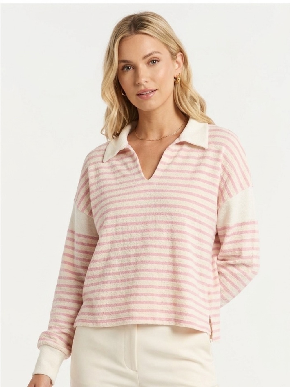 Bucket List pink striped top size medium oversized